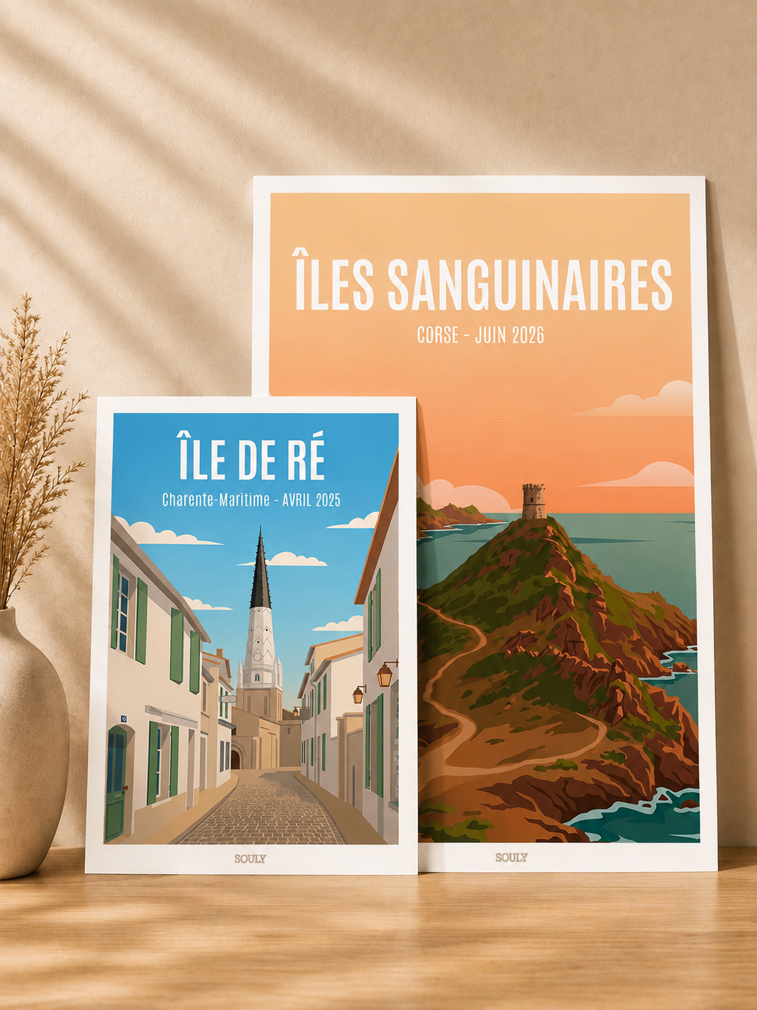 Affiches personnalisées représentant les îles sanguinaires et l'île de ré
