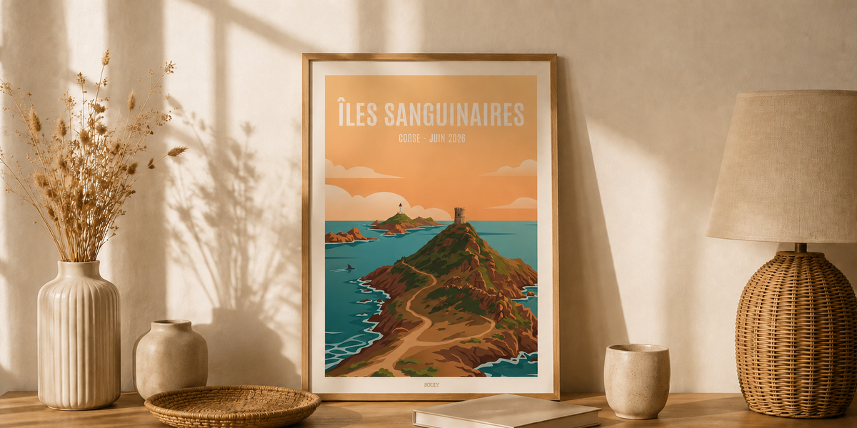 Affiche personnalisée représentant les Îles Sanguinaires en Corse